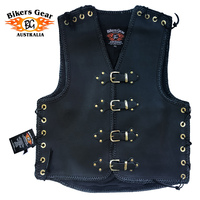 BGA Voodoo 3-4mm HD 3-4mm Leather Motorcycle Club Vest Black Braid Brass Buckles
