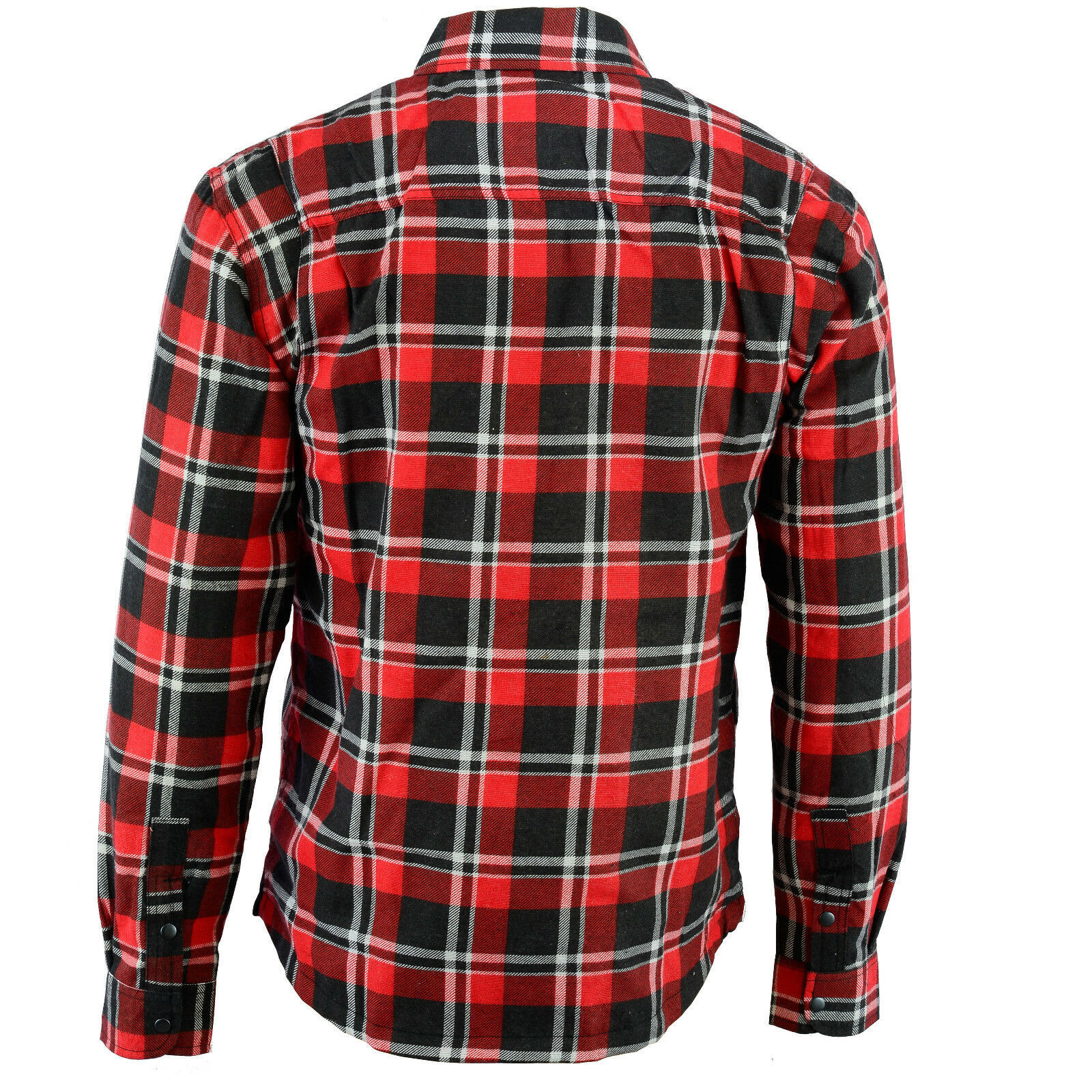 New Bikers Gear Kevlar® Lined Flannel Motorcycle Shirt Red Black White ...
