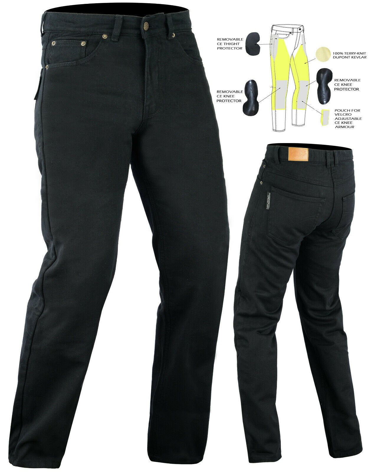 Mens Motorcycle Jeans Motorbike Black Denim Trousers Lined with Kevlar CE  Armour  eBay