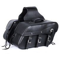 BGA Fender 3 Buckle Leather Motorcycle Saddlebags Pair PLAIN