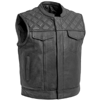 BGA Sons of Anarchy Black Leather Motorcycle Vest Black