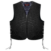 BGA Crocodile Pattern HD Leather Motorcycle Vest Black Paisley Liner Custom Order