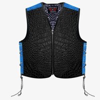 BGA Crocodile Pattern HD Leather Motorcycle Vest Blue Paisley Liner Custom Order