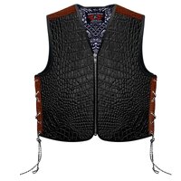 BGA Crocodile Pattern HD Leather Motorcycle Vest Brown Paisley Liner Custom Order