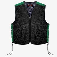 BGA Crocodile Pattern HD Leather Motorcycle Vest Green Paisley Liner Custom Order