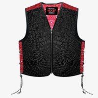 BGA Crocodile Pattern HD Leather Motorcycle Vest Red Paisley Liner Custom Order